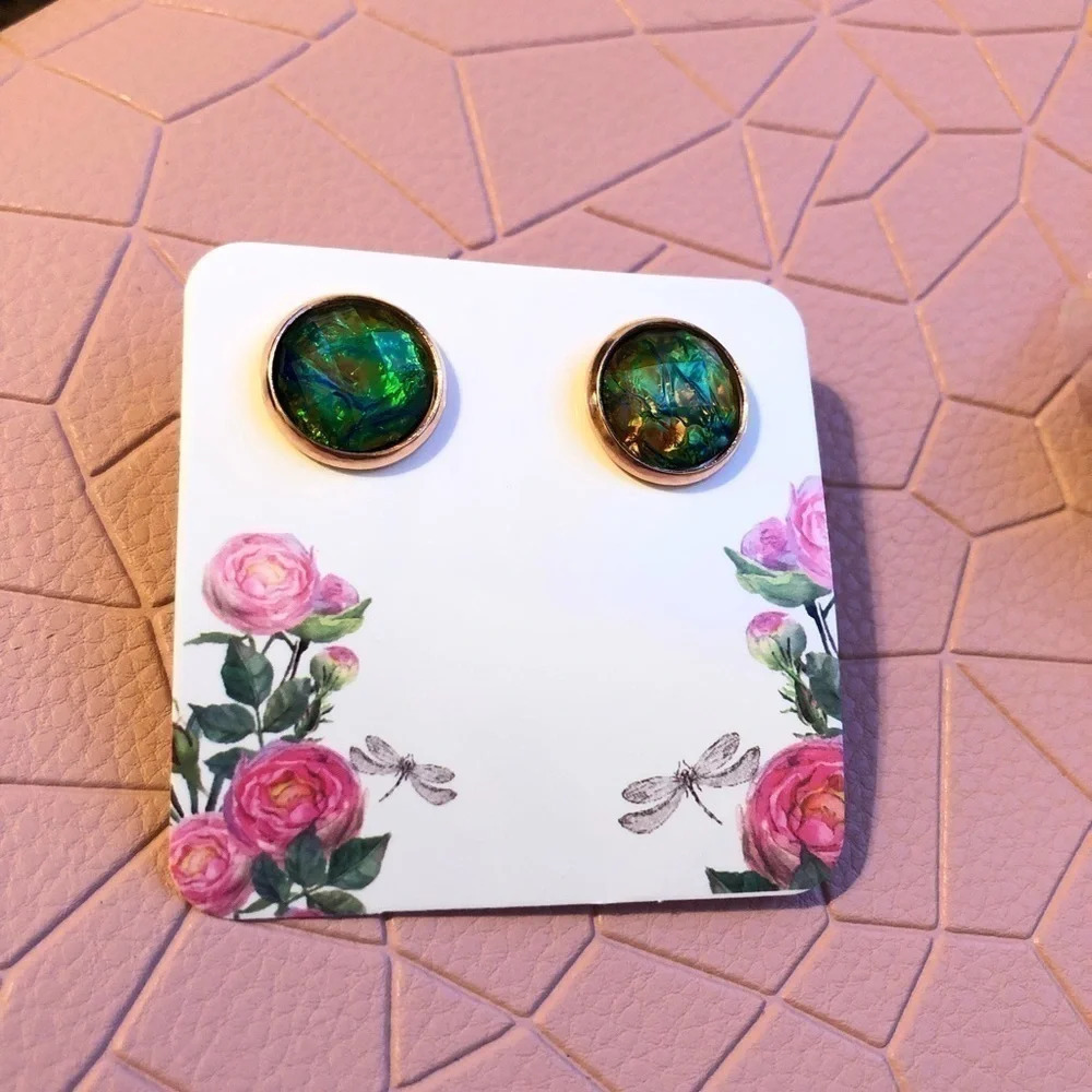 Handmade Green Stud Earrings